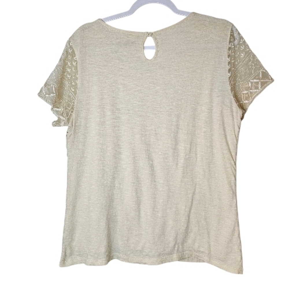 Sundance Cream Lace Women's Top Eyelet Patchwork Embroidery Size M - Picture 2 of 9